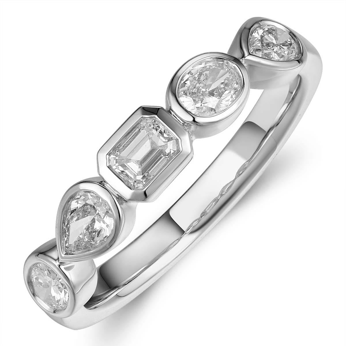 18K WHITE GOLD .70CTW MIXED SHAPE DIAMOND BEZEL RING