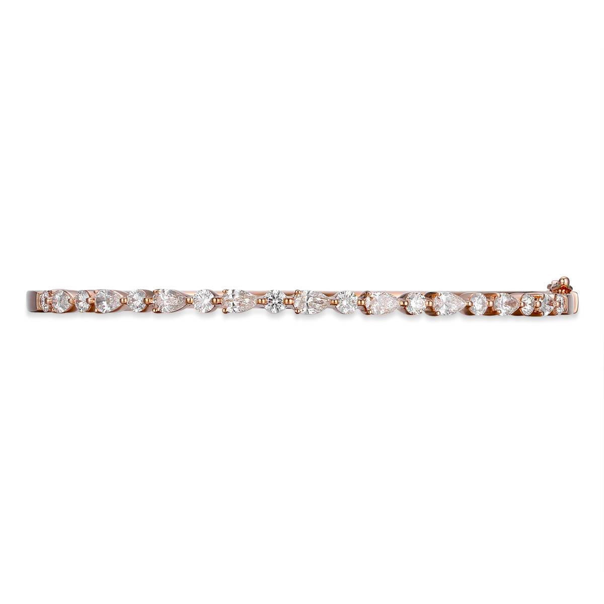 PRIVE' 18K ROSE GOLD MIXED DIAMOND HINGED BANGLE