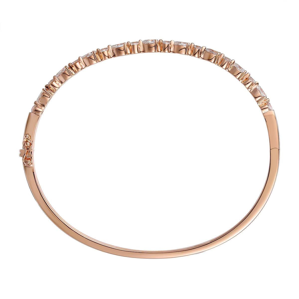 PRIVE' 18K ROSE GOLD MIXED DIAMOND HINGED BANGLE