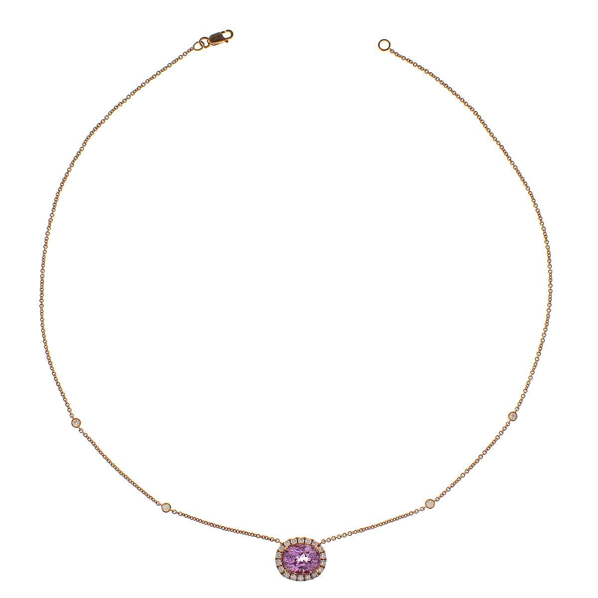PRIVE' 18K ROSE GOLD KUNZITE AND DIAMOND NECKLACE