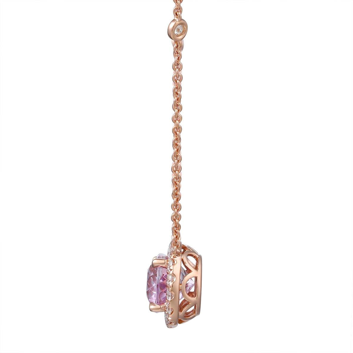 PRIVE' 18K ROSE GOLD KUNZITE AND DIAMOND NECKLACE