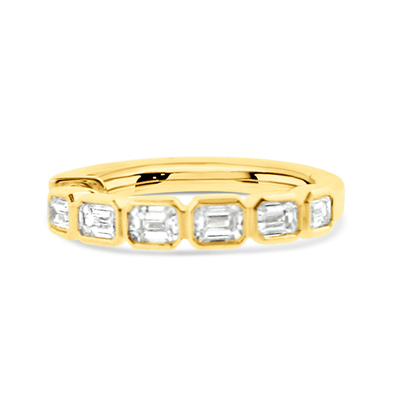 PRIVE' 18K YELLOW GOLD 1.06CTW BEZEL SET DIAMOND HOOPS