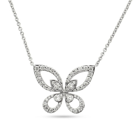 18K WHITE GOLD DIAMOND BUTTERFLY NECKLACE