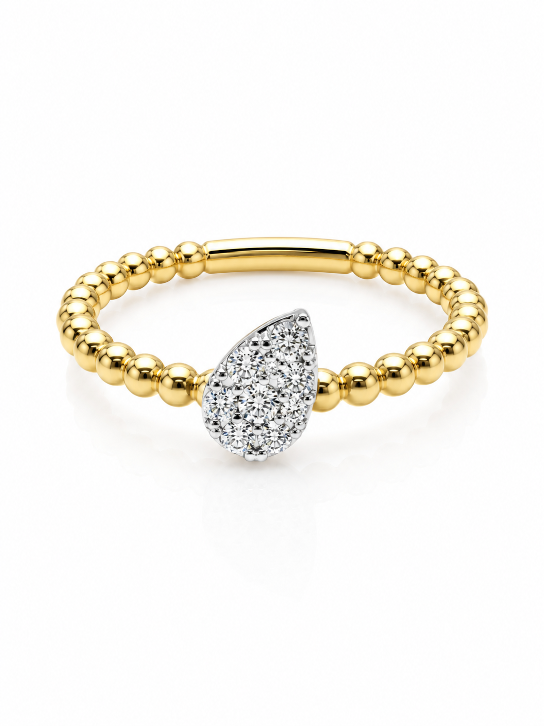 18K GOLD DIAMOND PEAR-SHAPE CAVIAR STACK BAND