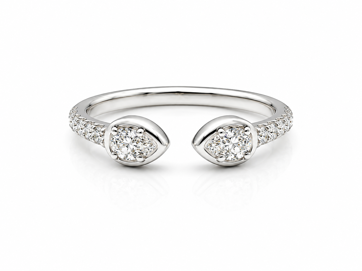 18K WHITE GOLD DUET DIAMOND PEAR RING