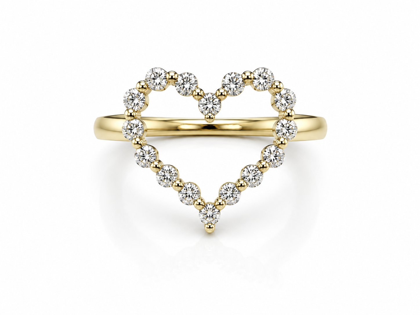 18K GOLD OPEN HEART DIAMOND RING
