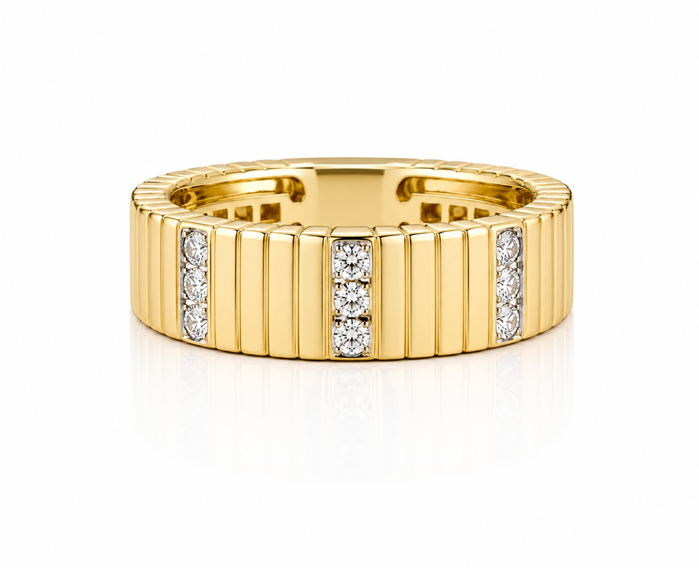 18K YELLOW GOLD 0.13CTW DIAMOND CHIC 40'S INSPIRED BAND