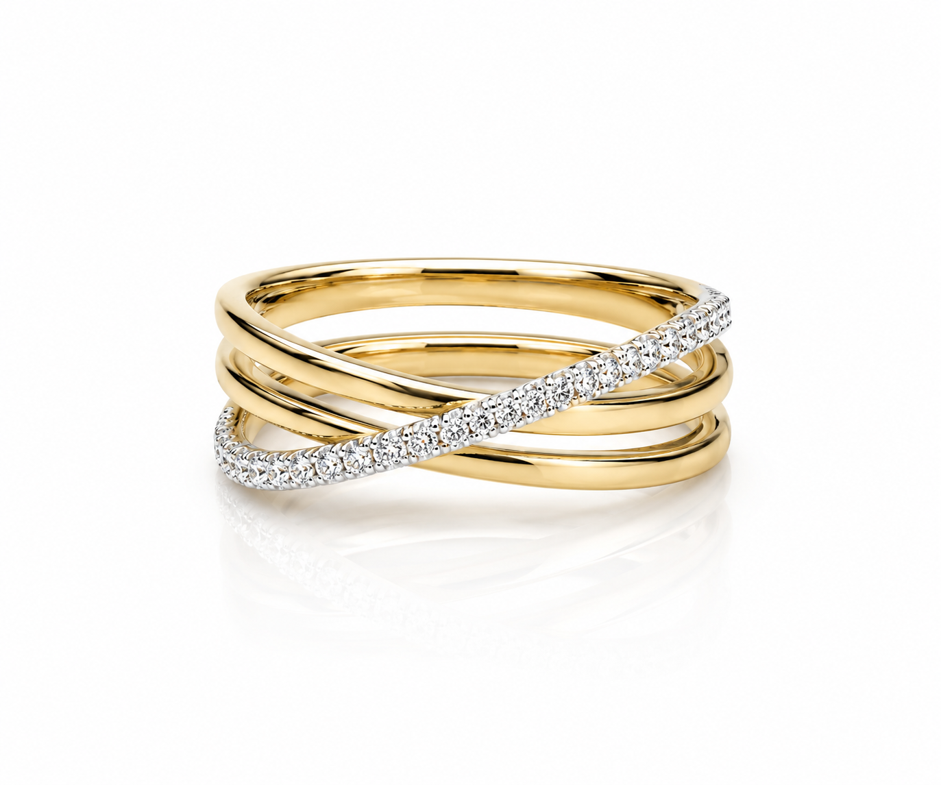 18K YELLOW GOLD 0.17CTW DIAMOND CRISS CROSS BAND