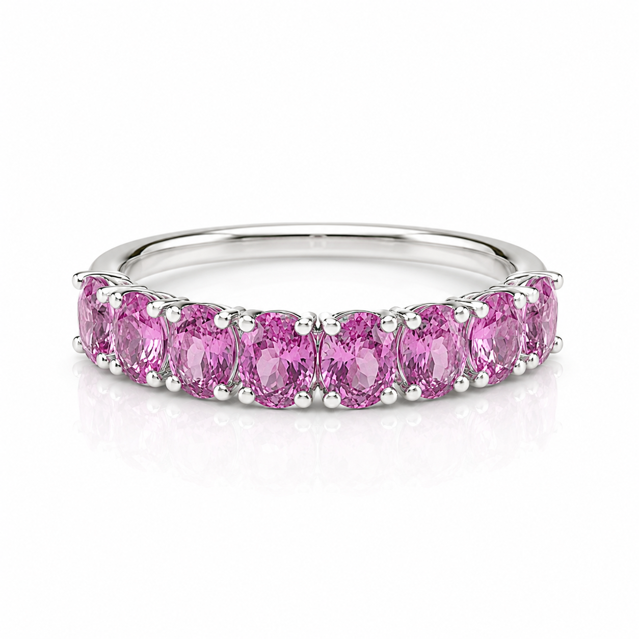 18K WHITE GOLD 1.67CTW PINK SAPPHIRE BAND