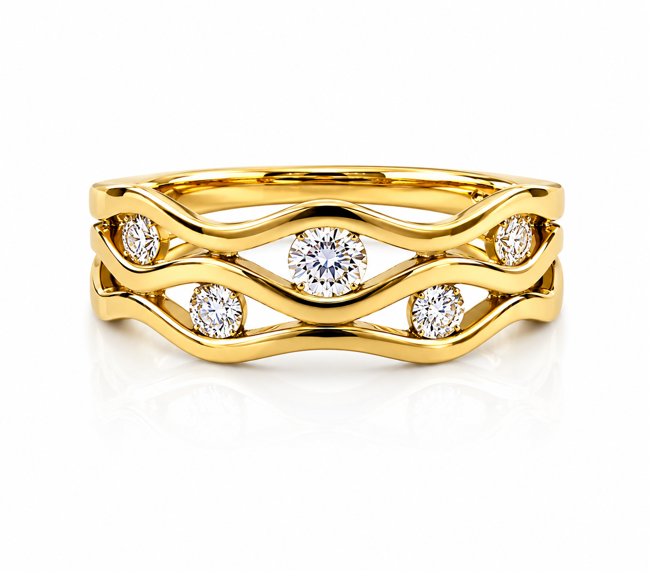18K YELLOW GOLD 0.51CTW DIAMOND TENSION WAVE BAND