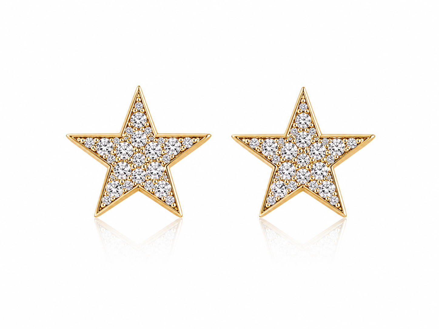 18K YELLOW GOLD 0.68CTW DIAMOND PAVE STAR STUDS