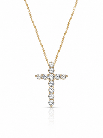 18KY .58CT CLASSIC CROSS NECKLACE