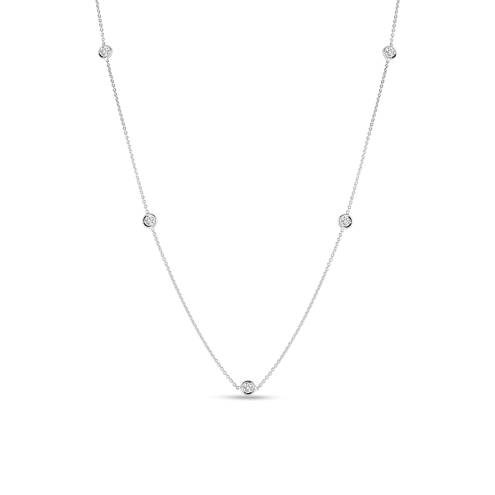 18K WHITE GOLD DIAMONDS BY THE INCH 5 STATION NECKLACE