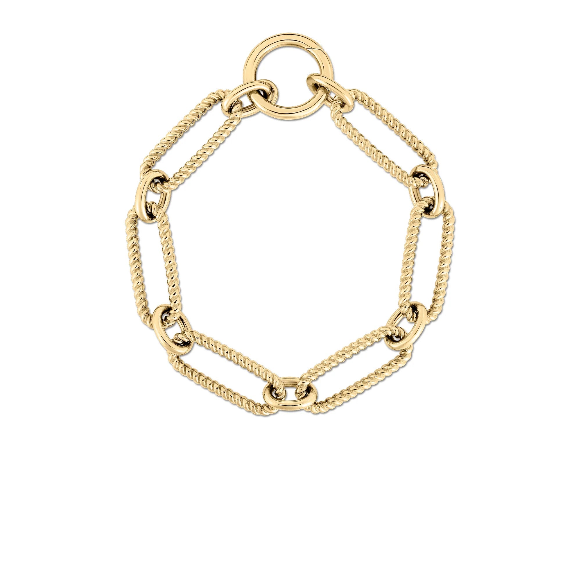 18K YELLOW GOLD FLUTED ORO LINK BRACELET