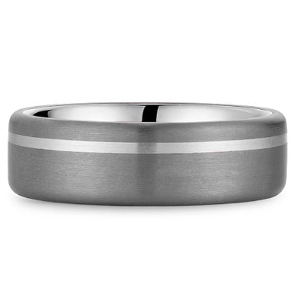 BLEU ROYALE 14K WHITE GOLD & TANTALUM MENS WEDDING BAND