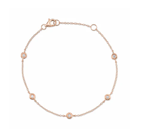 14K ROSE GOLD DIAMOND BY THE INCH BEZEL STATION BRACELET