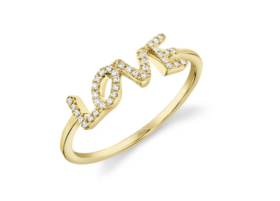 14K YELLOW GOLD 0.08CT DIAMOND LOVE RING