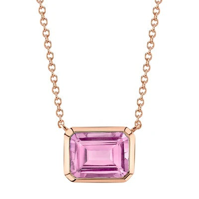 14K ROSE GOLD PINK TOPAZ NECKLACE - Main Image