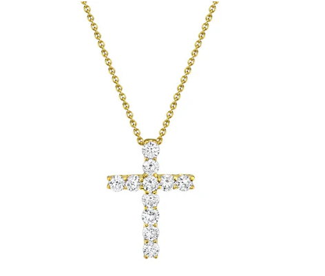 14K YELLOW GOLD 0.32CT DIAMOND CROSS NECKLACE