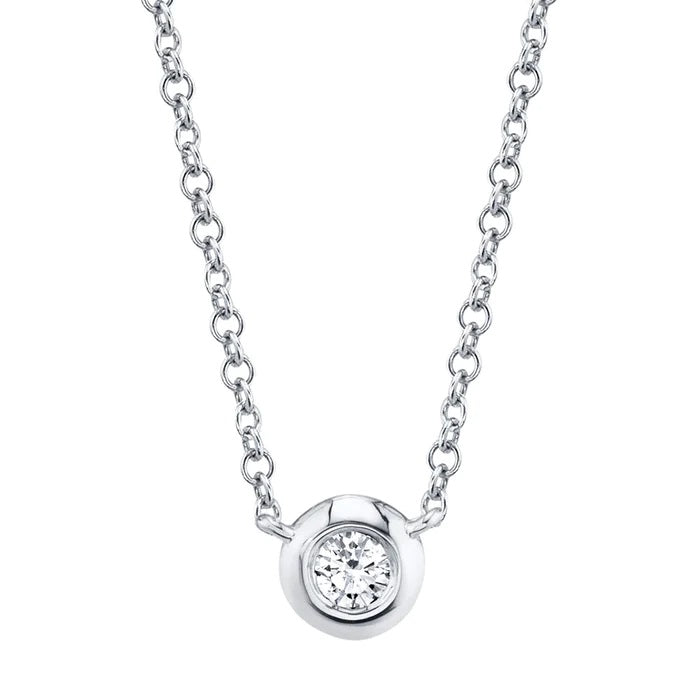 14K WHITE GOLD .05CT BEZEL NECKLACE