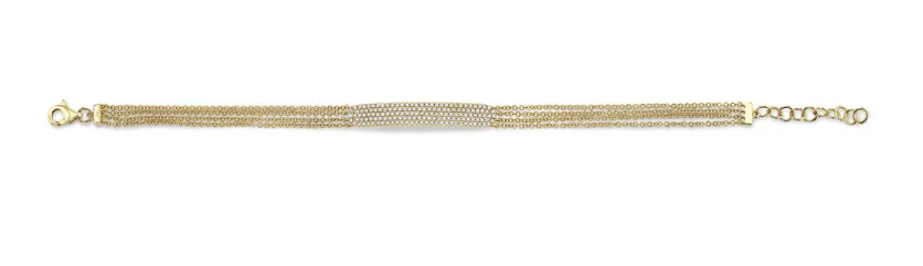 14K YELLOW GOLD PAVE DIAMOND BAR BRACELET