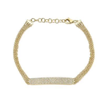 14K YELLOW GOLD PAVE DIAMOND BAR BRACELET