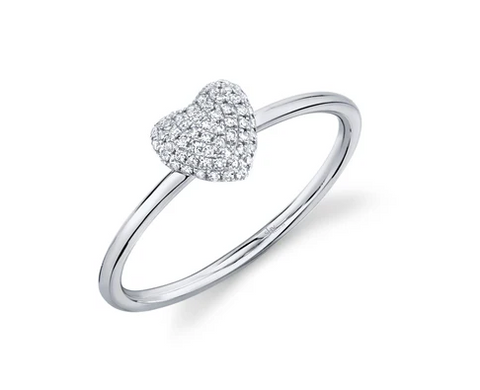 14K WHITE GOLD 0.11CT DIAMOND PAVE HEART RING