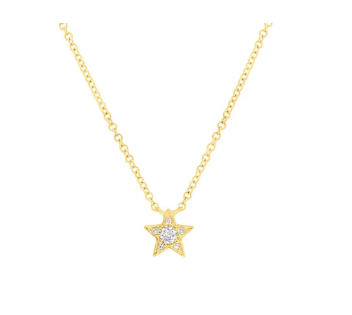 14K YELLOW GOLD 0.06CT DIAMOND STAR NECKLACE
