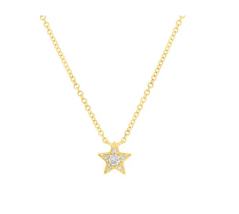 14K YELLOW GOLD 0.06CT DIAMOND STAR NECKLACE