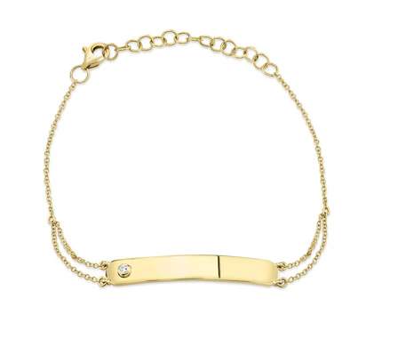 14K YELLOW GOLD 0.02CT DIAMOND ID BRACELET