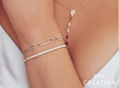 14K YELLOW GOLD DIAMOND PAPERCLIP BOLO BRACELET