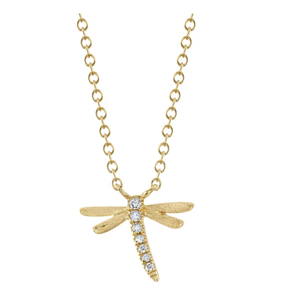 14K YELLOW GOLD DIAMOND DRAGONFLY NECKLACE