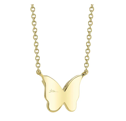 14K YELLOW GOLD DIAMOND BUTTERFLY NECKLACE