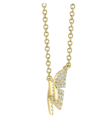 14K YELLOW GOLD DIAMOND BUTTERFLY NECKACE