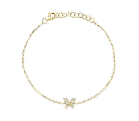 14K YELLOW GOLD AND 0.08CTW DIAMOND BUTTERFLY BRACELET