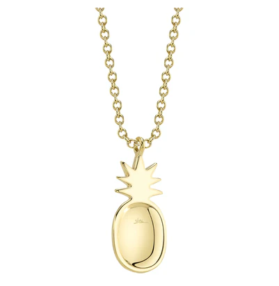 14K YELLOW GOLD DIAMOND PINEAPPLE PENDANT NECKLACE