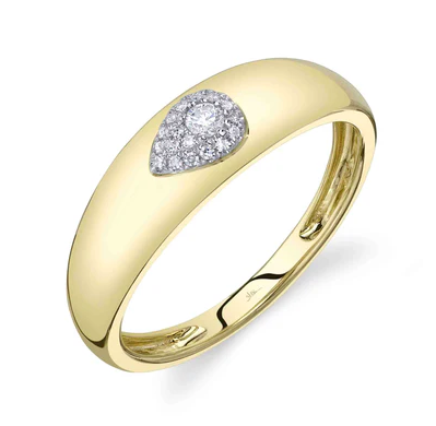 14K TWO TONE 0.08CT DIAMOND PEAR RING