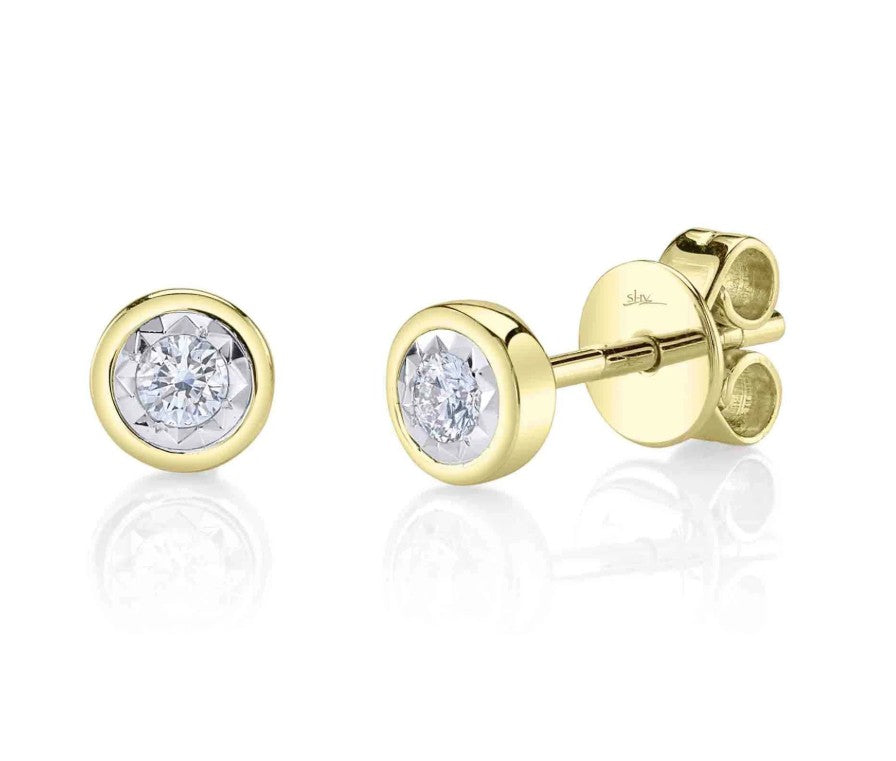 14KY BEZEL-SET DIAMOND STUDS