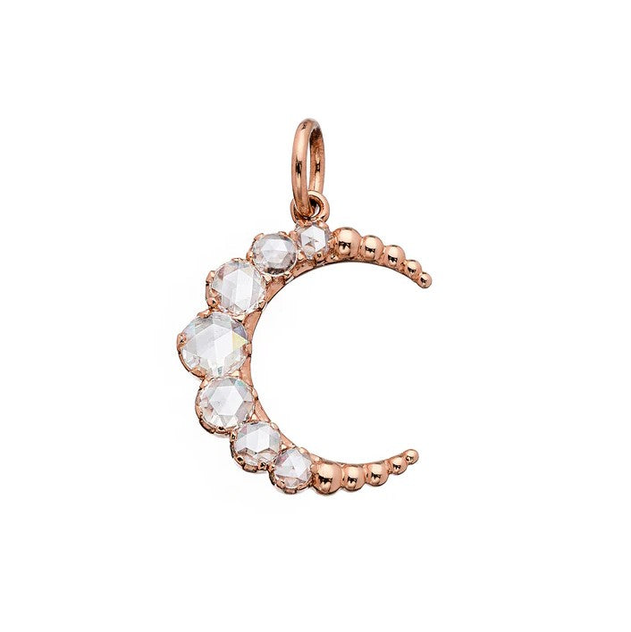 18K ROSE GOLD DIAMOND CRESENT PENDANT