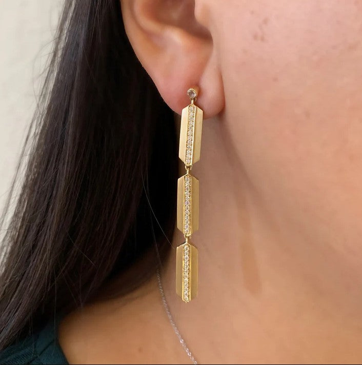 18K YELLOW GOLD MAYA DIAMOND DROP EARRINGS
