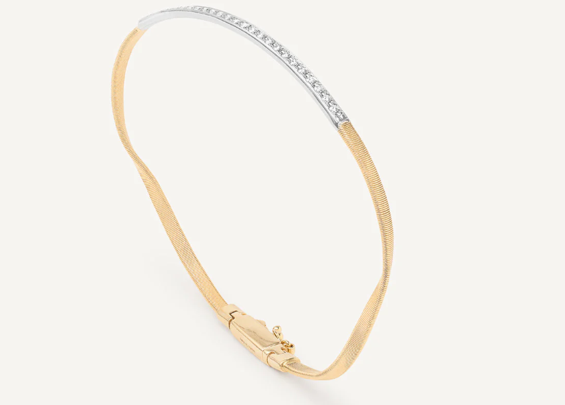 18k YELLOW AND WHITE GOLD TWISTED COIL BRACELET WITH 0.17CT OF DIAMONDS FROM THE MARRAKECH COLLECTION