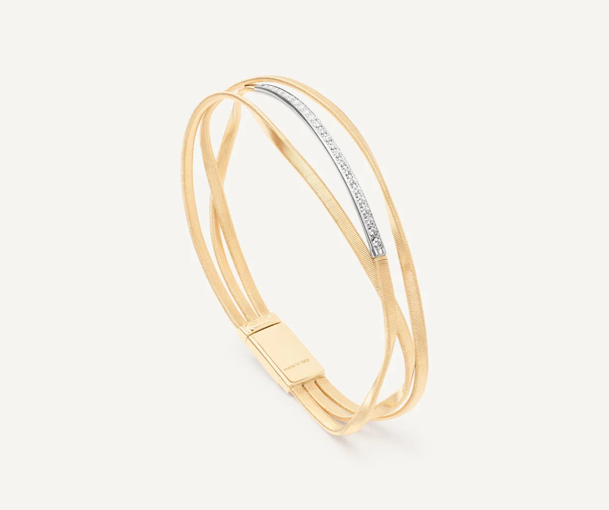 18K YELLOW GOLD 3-STRAND BANGLE WITH DIAMOND BAR FROM THE MARRAKECH COLLECTION