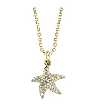 14K YELLOW GOLD DIAMOND STARFISH NECKLACE