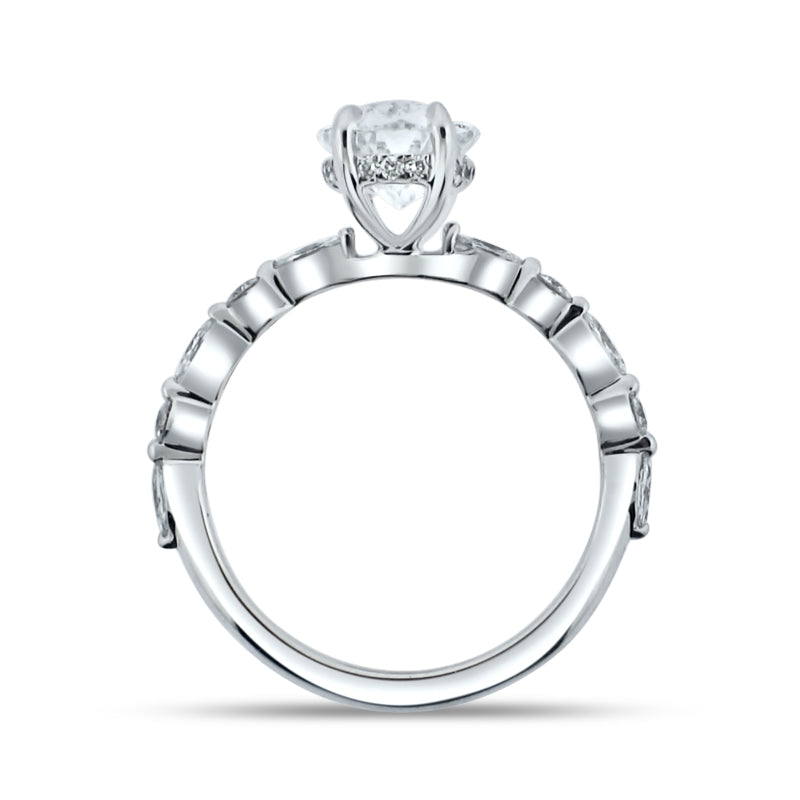 PRIVE' 18K WHITE GOLD 2.18CT OVAL CUT LAB-CREATED DIAMOND RING