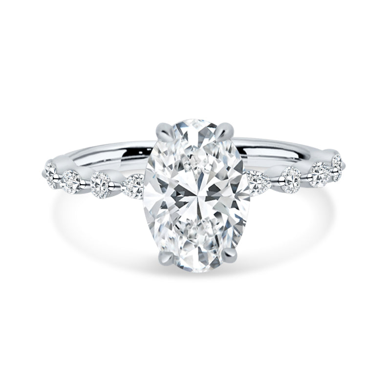 PRIVE' 18K WHITE GOLD 2.18CT OVAL CUT LAB-CREATED DIAMOND RING