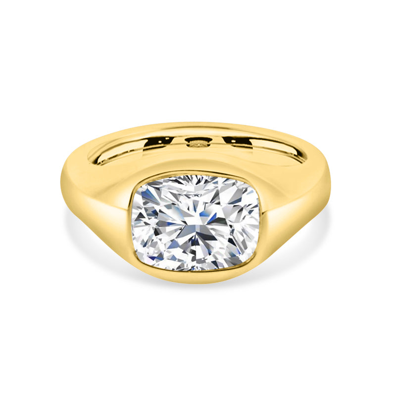 PRIVE' 18K YELLOW GOLD 2.93CT CUSHION CUT LAB-CREATED DIAMOND RING