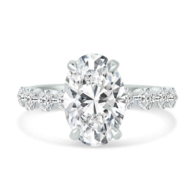 PRIVE' 18K WHITE GOLD 2.96CT LAB-CREATED OVAL DIAMOND ENGAGEMENT RING