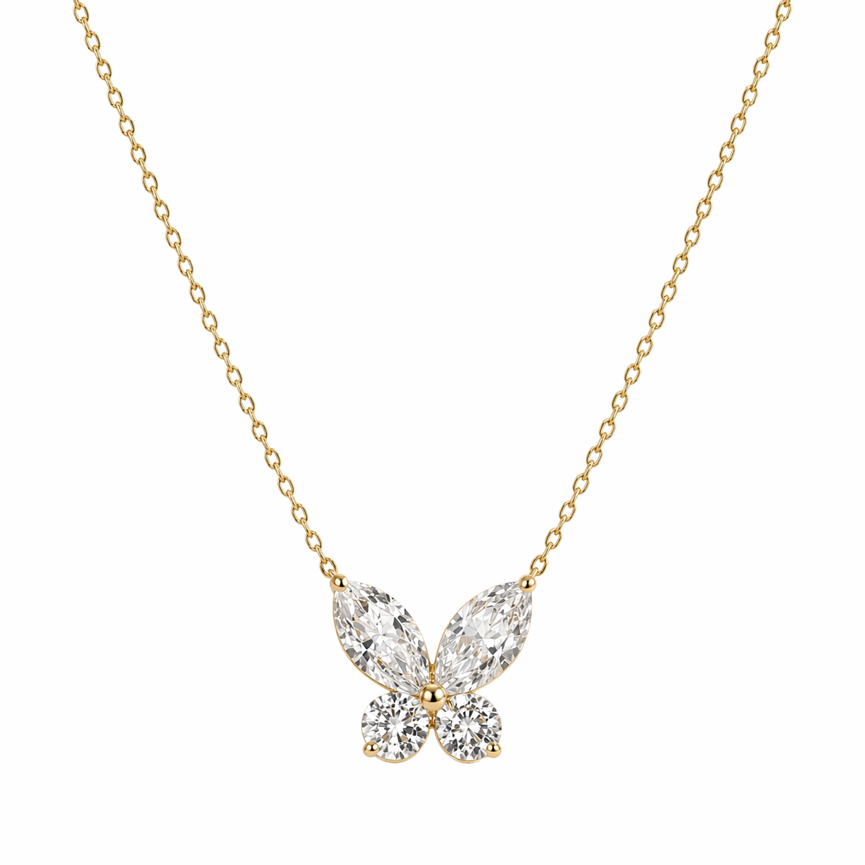 14K YELLOW GOLD LABGROWN DIAMOND BUTTERFLY PENDANT
