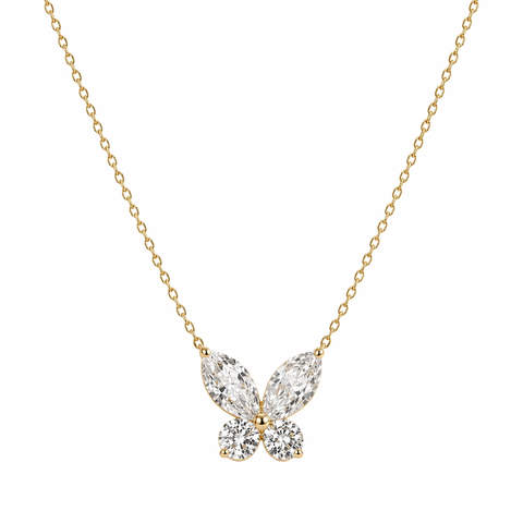 14K YELLOW GOLD LABGROWN DIAMOND BUTTERFLY PENDANT