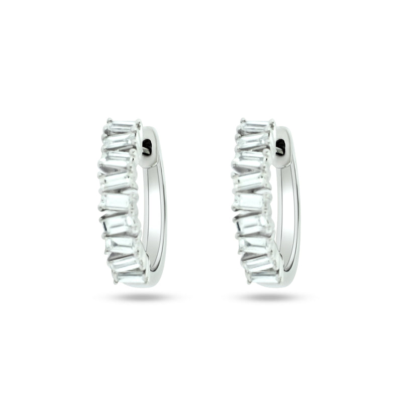 18K WHITE DIAMOND FIRECRACKER HUGGIE EARRINGS
